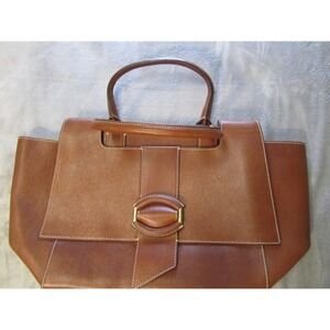 Banana Republic Cognac Brown Italian Leather Tote Bag Made in Italy Handbag